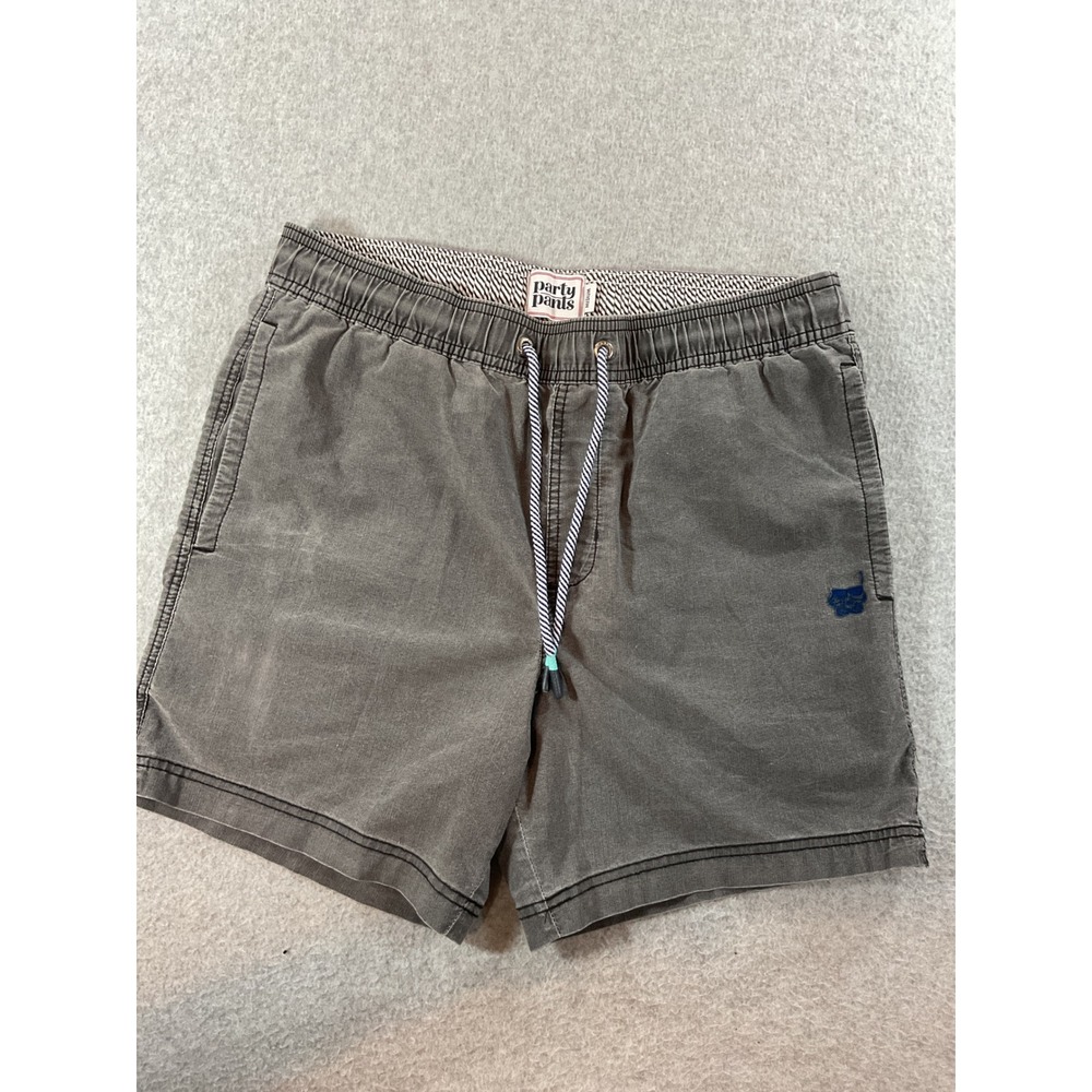 Party Pants Mens Casual Shorts Gray Faded Stretch Elastic Waist Medium 1358